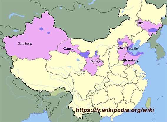 carte des régions viticoles en Chine